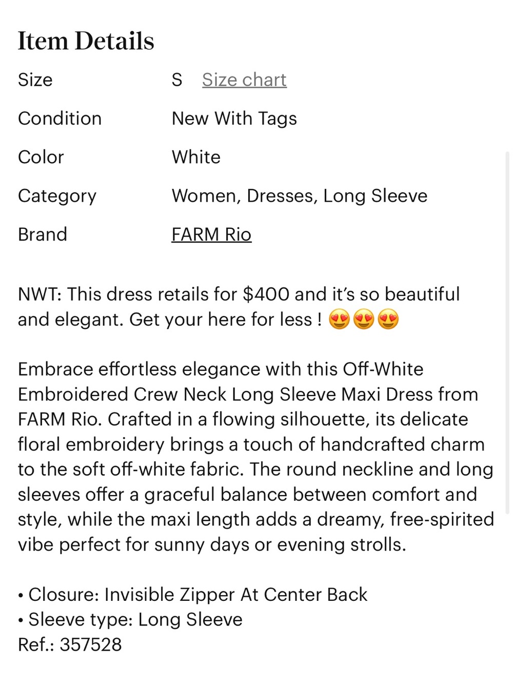 Farm Rio: Off-White Embroidered Crew Neck
Long Sleeve Maxi Dress - Picture 11 of 11